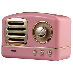 New Pink Retro style Bluetooth Speaker w/ Mic, USB, SD slot